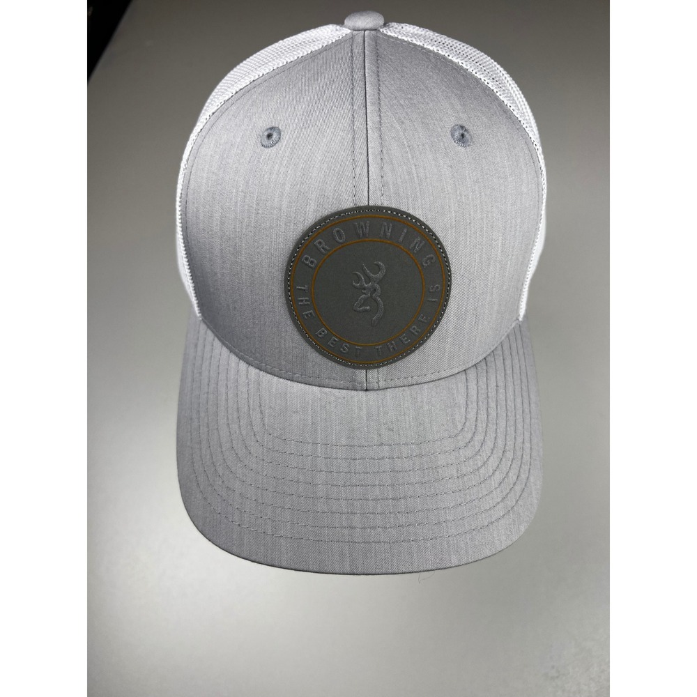 Browning Axle Cap Mesh Trucker Hat‎ Cap Gray White Logo Adjustable Snapback